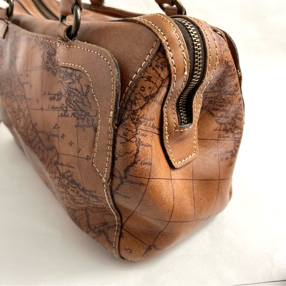 Patricia Nash Vintage Signature Map Print Satchel Italian Leather Bag - Picture 4 of 11